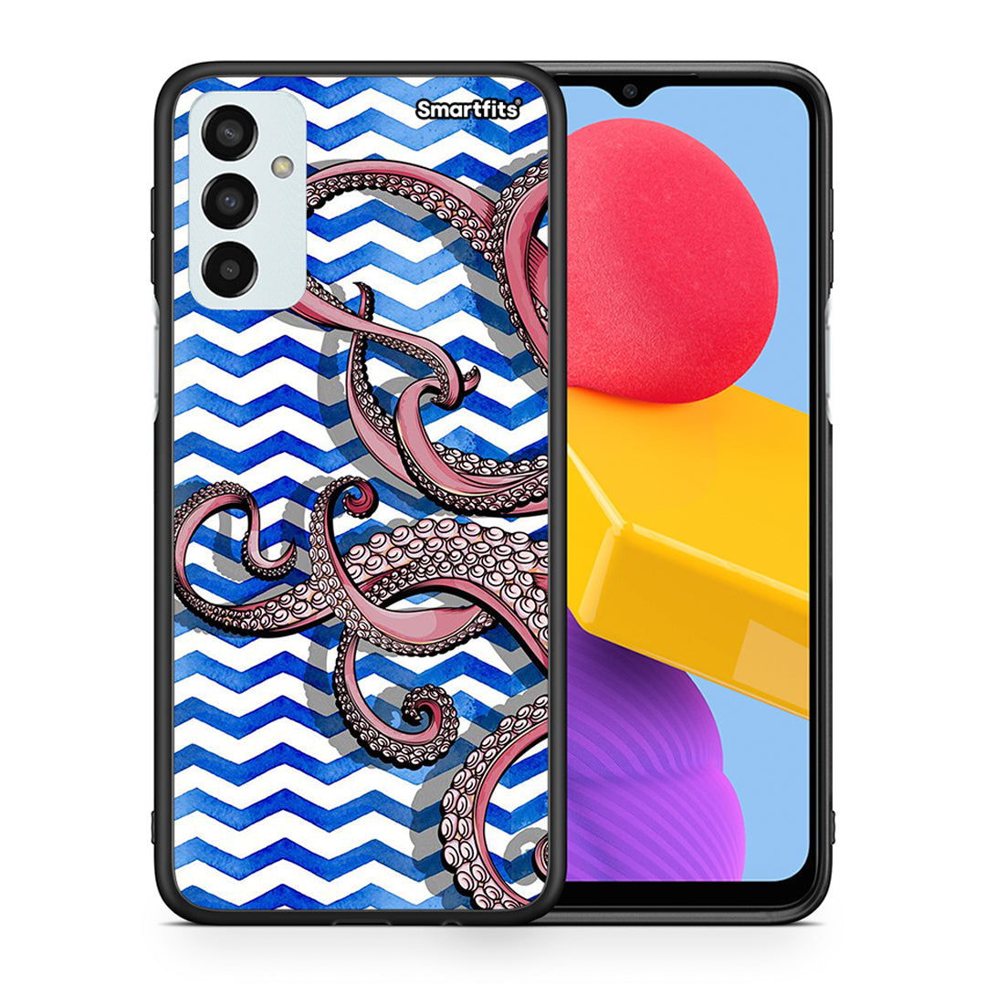 Θήκη Samsung M13 Chevron Devilfish από τη Smartfits με σχέδιο στο πίσω μέρος και μαύρο περίβλημα | Samsung M13 Chevron Devilfish case with colorful back and black bezels