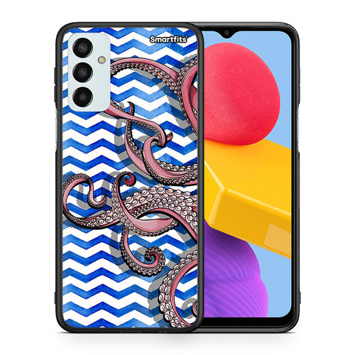 Θήκη Samsung M13 Chevron Devilfish από τη Smartfits με σχέδιο στο πίσω μέρος και μαύρο περίβλημα | Samsung M13 Chevron Devilfish case with colorful back and black bezels