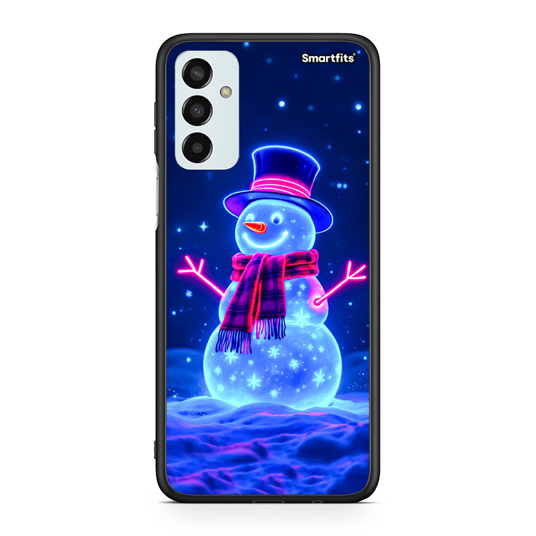 Samsung M13 Christmas Neon Snowman θήκη από τη Smartfits με σχέδιο στο πίσω μέρος και μαύρο περίβλημα | Smartphone case with colorful back and black bezels by Smartfits