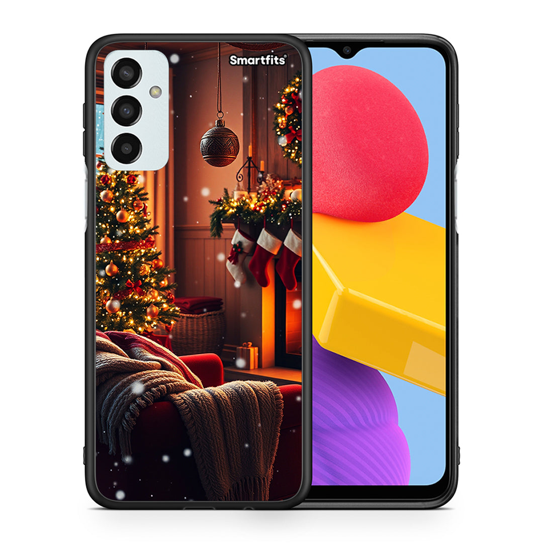 Θήκη Samsung M13 Home For Christmas από τη Smartfits με σχέδιο στο πίσω μέρος και μαύρο περίβλημα | Samsung M13 Home For Christmas case with colorful back and black bezels