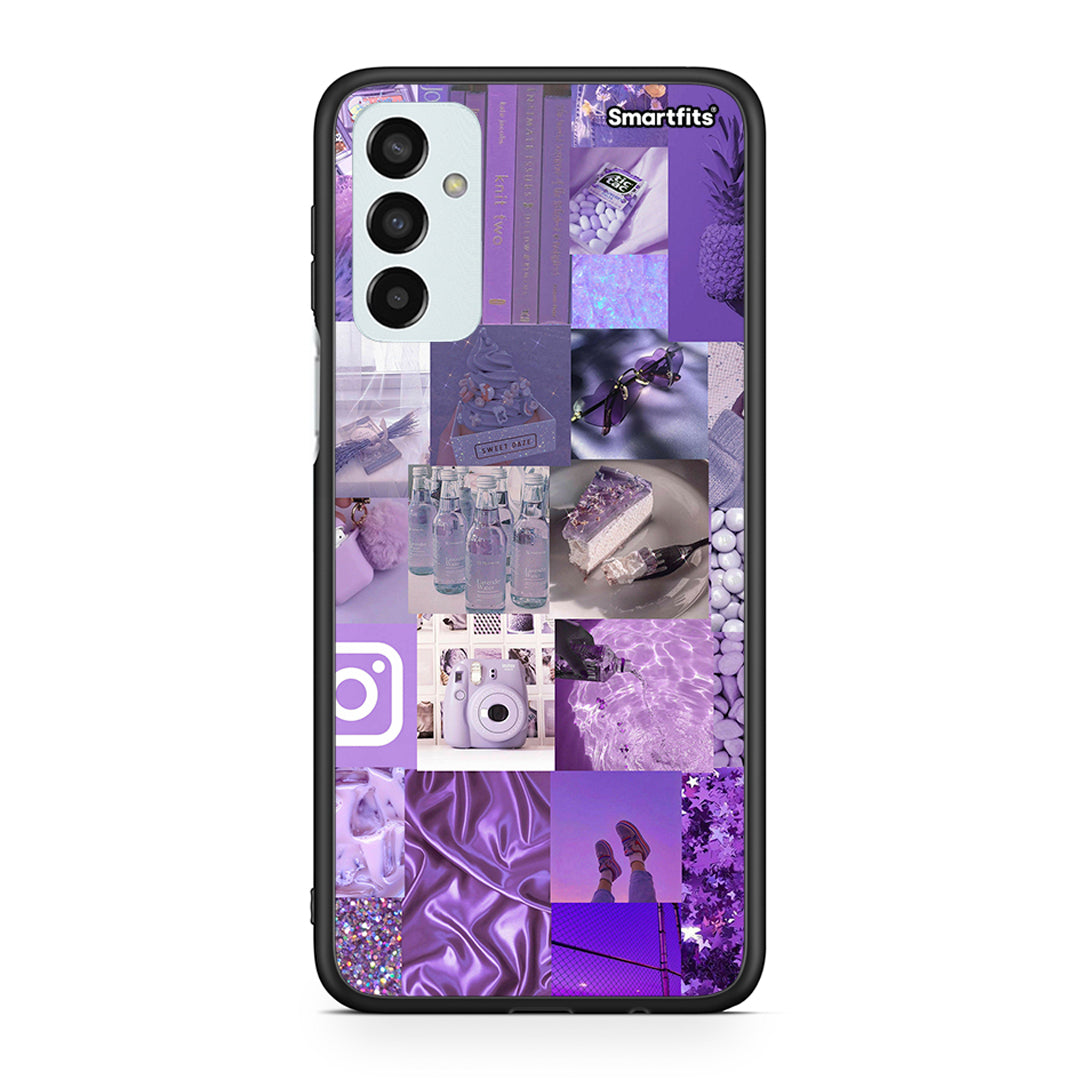 Samsung M13 Purple Aesthetic Collage θήκη από τη Smartfits με σχέδιο στο πίσω μέρος και μαύρο περίβλημα | Smartphone case with colorful back and black bezels by Smartfits