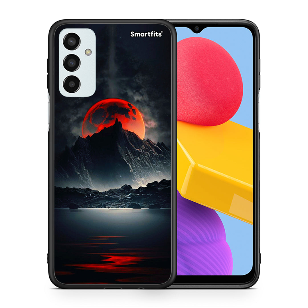 Θήκη Samsung M13 Red Full Moon από τη Smartfits με σχέδιο στο πίσω μέρος και μαύρο περίβλημα | Samsung M13 Red Full Moon case with colorful back and black bezels