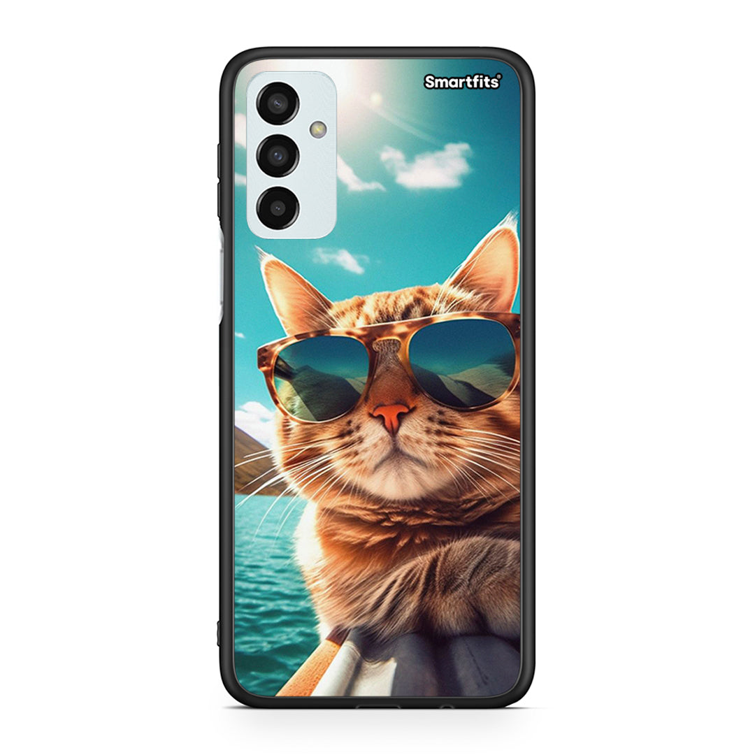 Samsung M13 Summer Cat θήκη από τη Smartfits με σχέδιο στο πίσω μέρος και μαύρο περίβλημα | Smartphone case with colorful back and black bezels by Smartfits