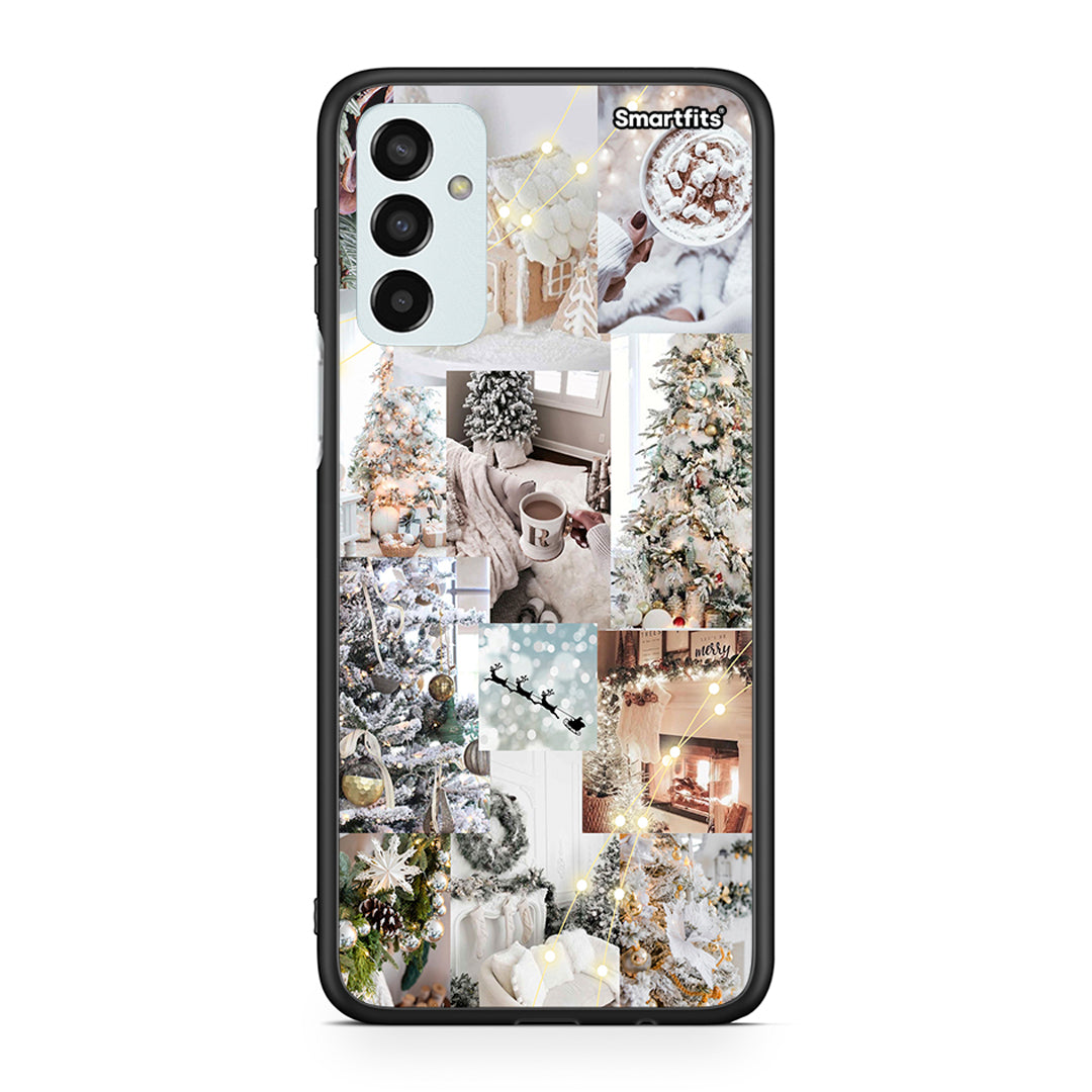 Samsung M13 White Christmas θήκη από τη Smartfits με σχέδιο στο πίσω μέρος και μαύρο περίβλημα | Smartphone case with colorful back and black bezels by Smartfits