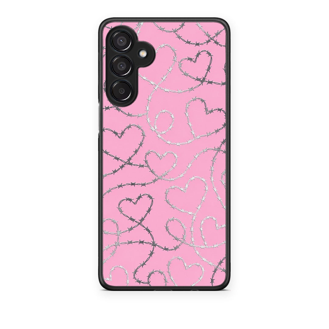 Θήκη Samsung Galaxy M15 Barbed Wire Hearts on Pink από τη Smartfits με σχέδιο στο πίσω μέρος και μαύρο περίβλημα | Samsung Galaxy M15 Barbed Wire Hearts on Pink case with colorful back and black bezels