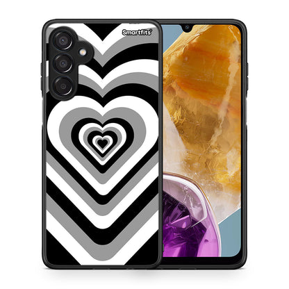 Θήκη Samsung Galaxy M15 Black Hearts από τη Smartfits με σχέδιο στο πίσω μέρος και μαύρο περίβλημα | Samsung Galaxy M15 Black Hearts case with colorful back and black bezels