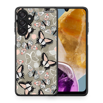 Θήκη Samsung Galaxy M15 Butterflies Boho από τη Smartfits με σχέδιο στο πίσω μέρος και μαύρο περίβλημα | Samsung Galaxy M15 Butterflies Boho case with colorful back and black bezels