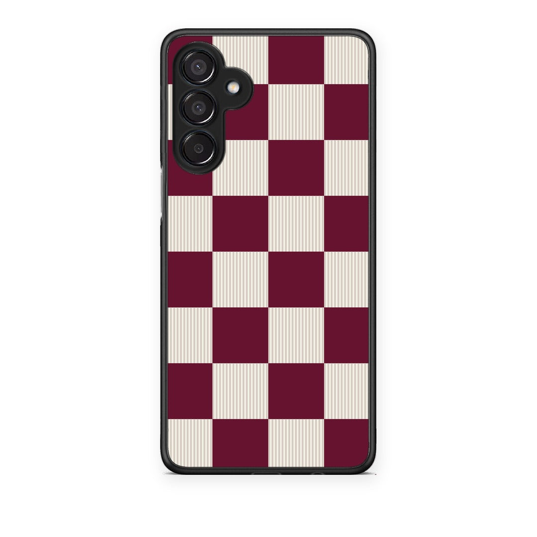 Θήκη Samsung Galaxy M15 Burgundy and Cream Striped Checks από τη Smartfits με σχέδιο στο πίσω μέρος και μαύρο περίβλημα | Samsung Galaxy M15 Burgundy and Cream Striped Checks case with colorful back and black bezels
