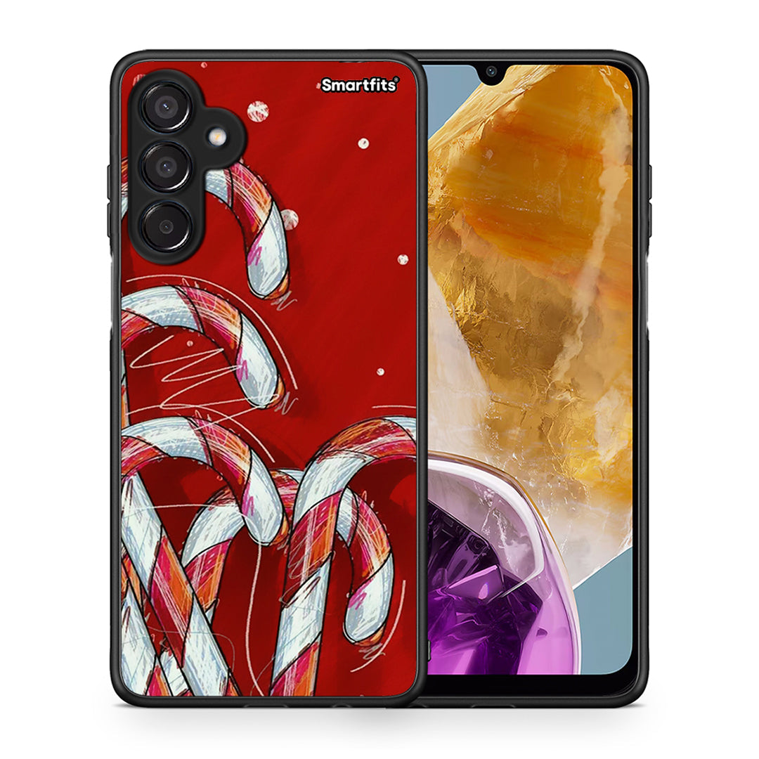 Θήκη Samsung Galaxy M15 Candy Cane από τη Smartfits με σχέδιο στο πίσω μέρος και μαύρο περίβλημα | Samsung Galaxy M15 Candy Cane case with colorful back and black bezels