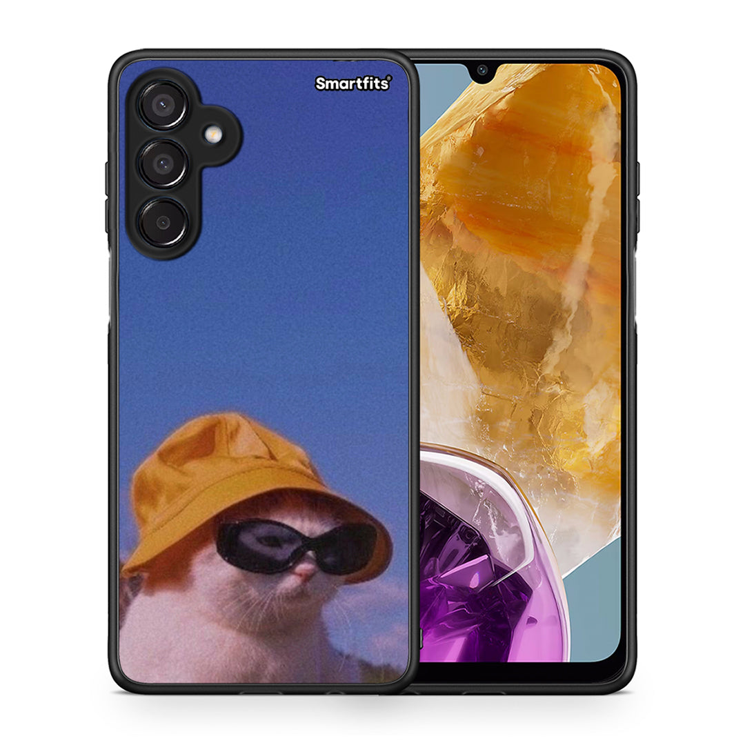 Θήκη Samsung Galaxy M15 Cat Diva από τη Smartfits με σχέδιο στο πίσω μέρος και μαύρο περίβλημα | Samsung Galaxy M15 Cat Diva case with colorful back and black bezels