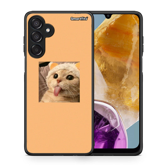 Θήκη Samsung Galaxy M15 Cat Tongue από τη Smartfits με σχέδιο στο πίσω μέρος και μαύρο περίβλημα | Samsung Galaxy M15 Cat Tongue case with colorful back and black bezels