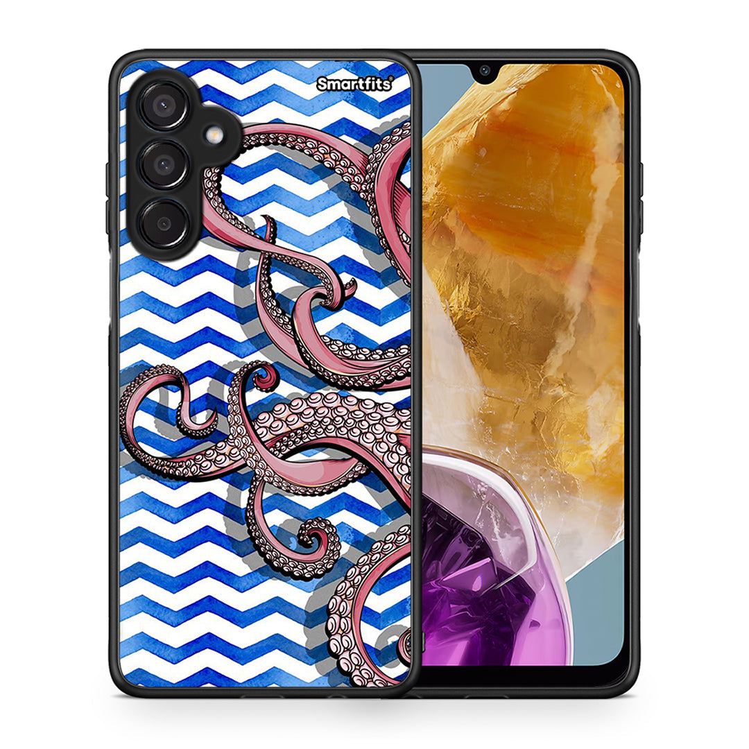 Θήκη Samsung Galaxy M15 Chevron Devilfish από τη Smartfits με σχέδιο στο πίσω μέρος και μαύρο περίβλημα | Samsung Galaxy M15 Chevron Devilfish case with colorful back and black bezels