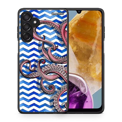 Θήκη Samsung Galaxy M15 Chevron Devilfish από τη Smartfits με σχέδιο στο πίσω μέρος και μαύρο περίβλημα | Samsung Galaxy M15 Chevron Devilfish case with colorful back and black bezels