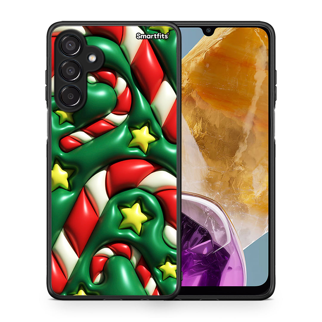 Θήκη Samsung Galaxy M15 Christmas Bubbles από τη Smartfits με σχέδιο στο πίσω μέρος και μαύρο περίβλημα | Samsung Galaxy M15 Christmas Bubbles case with colorful back and black bezels