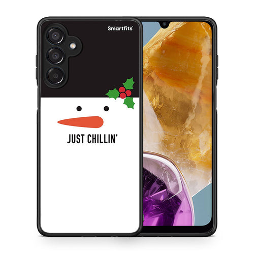 Θήκη Samsung Galaxy M15 Christmas Chillin από τη Smartfits με σχέδιο στο πίσω μέρος και μαύρο περίβλημα | Samsung Galaxy M15 Christmas Chillin case with colorful back and black bezels