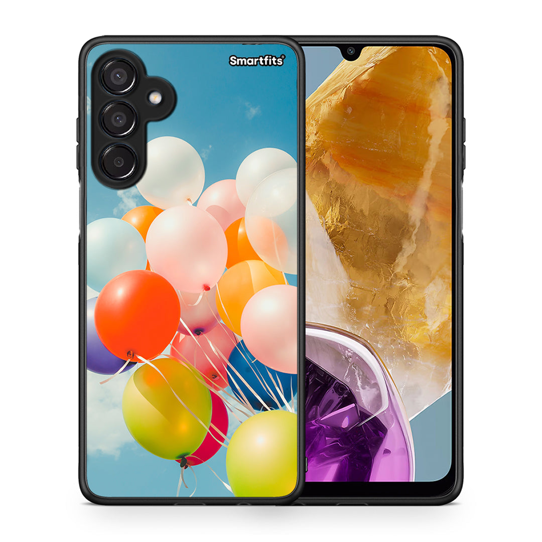 Θήκη Samsung Galaxy M15 Colorful Balloons από τη Smartfits με σχέδιο στο πίσω μέρος και μαύρο περίβλημα | Samsung Galaxy M15 Colorful Balloons case with colorful back and black bezels