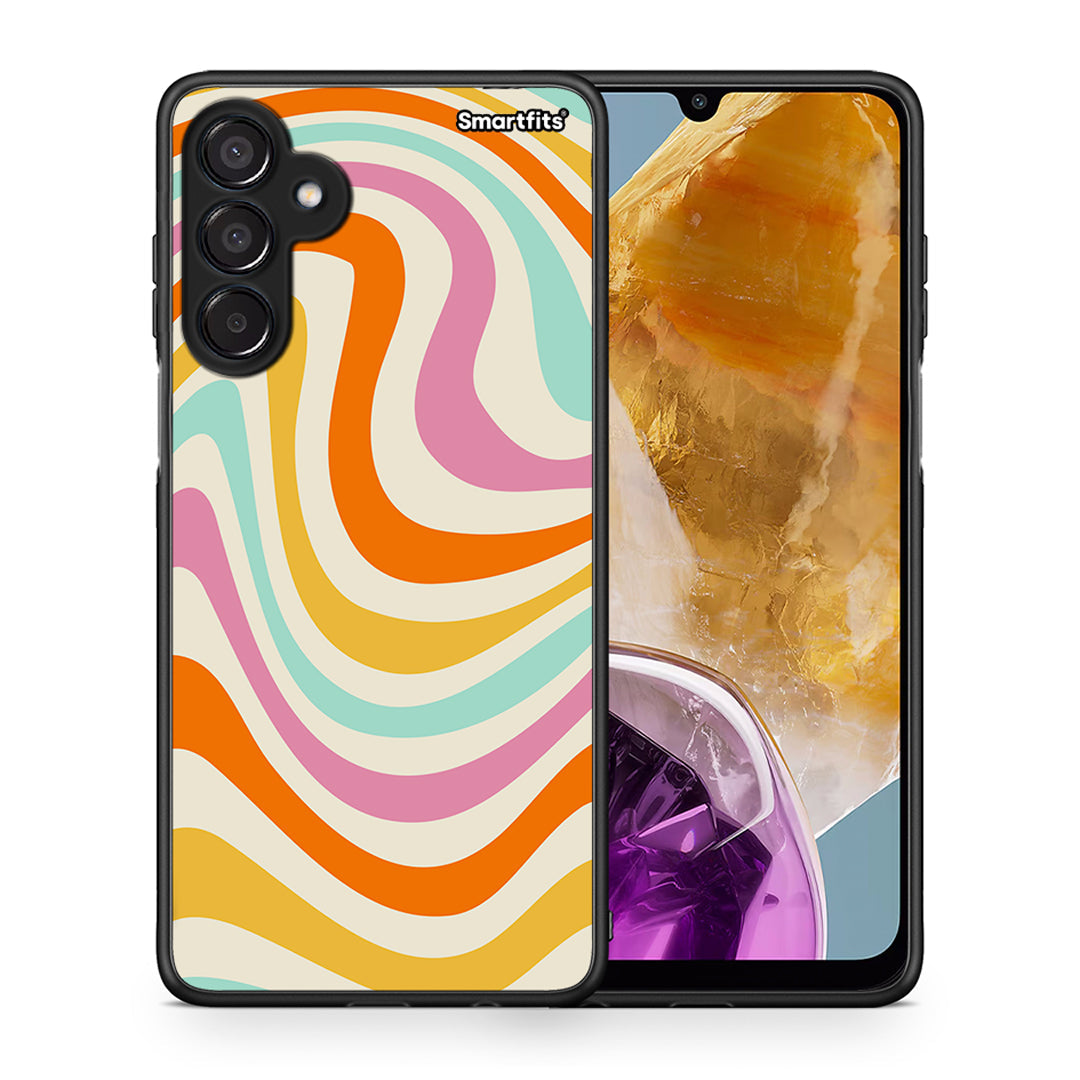 Θήκη Samsung Galaxy M15 Colourful Waves από τη Smartfits με σχέδιο στο πίσω μέρος και μαύρο περίβλημα | Samsung Galaxy M15 Colourful Waves case with colorful back and black bezels