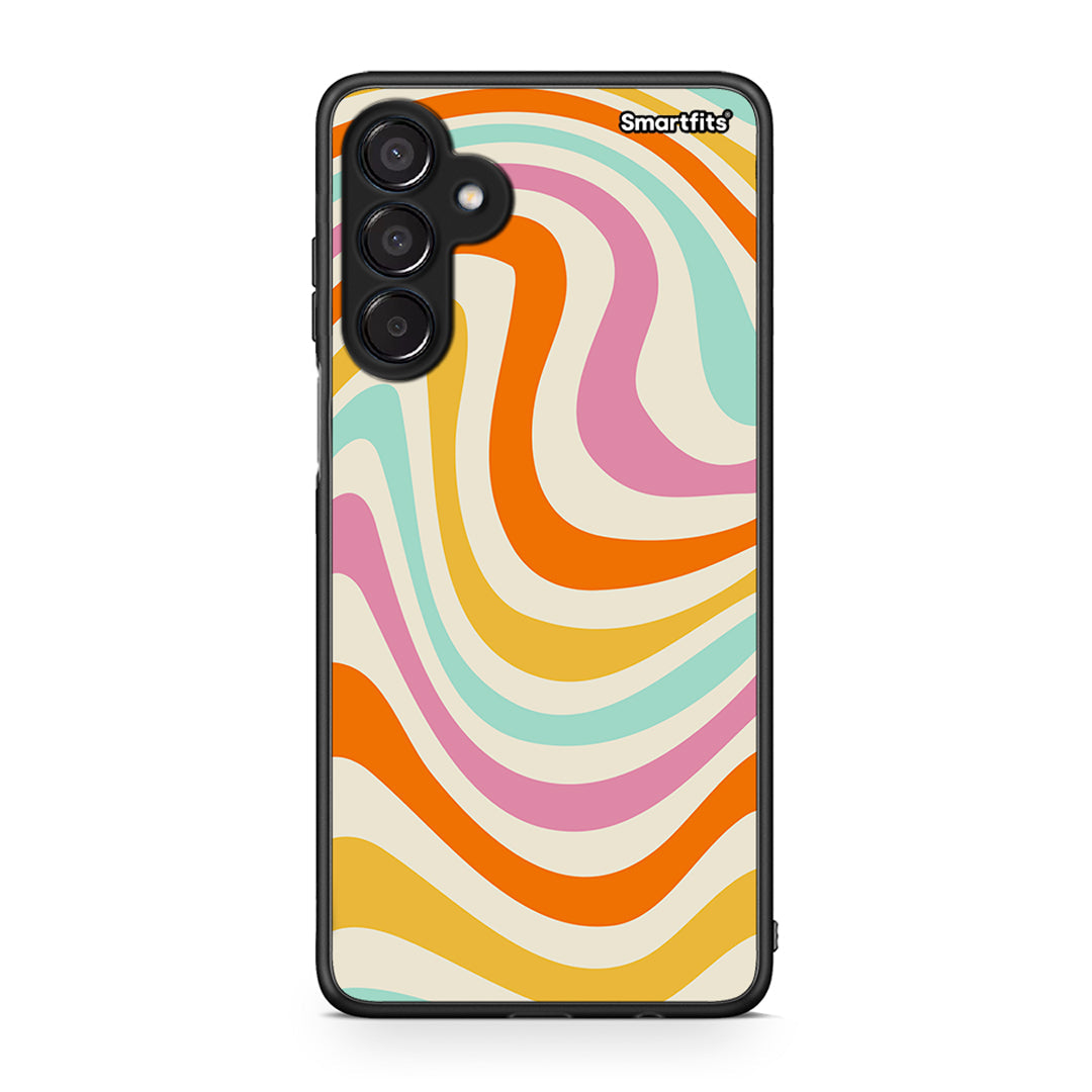 Samsung Galaxy M15 Colourful Waves θήκη από τη Smartfits με σχέδιο στο πίσω μέρος και μαύρο περίβλημα | Smartphone case with colorful back and black bezels by Smartfits