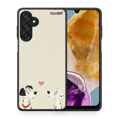 Θήκη Samsung Galaxy M15 Dalmatians Love από τη Smartfits με σχέδιο στο πίσω μέρος και μαύρο περίβλημα | Samsung Galaxy M15 Dalmatians Love case with colorful back and black bezels