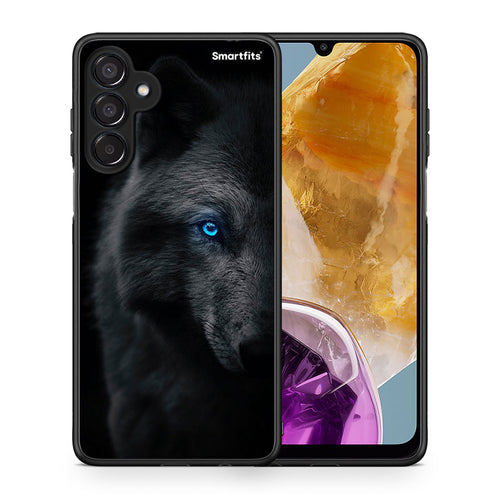 Θήκη Samsung Galaxy M15 Dark Wolf από τη Smartfits με σχέδιο στο πίσω μέρος και μαύρο περίβλημα | Samsung Galaxy M15 Dark Wolf case with colorful back and black bezels