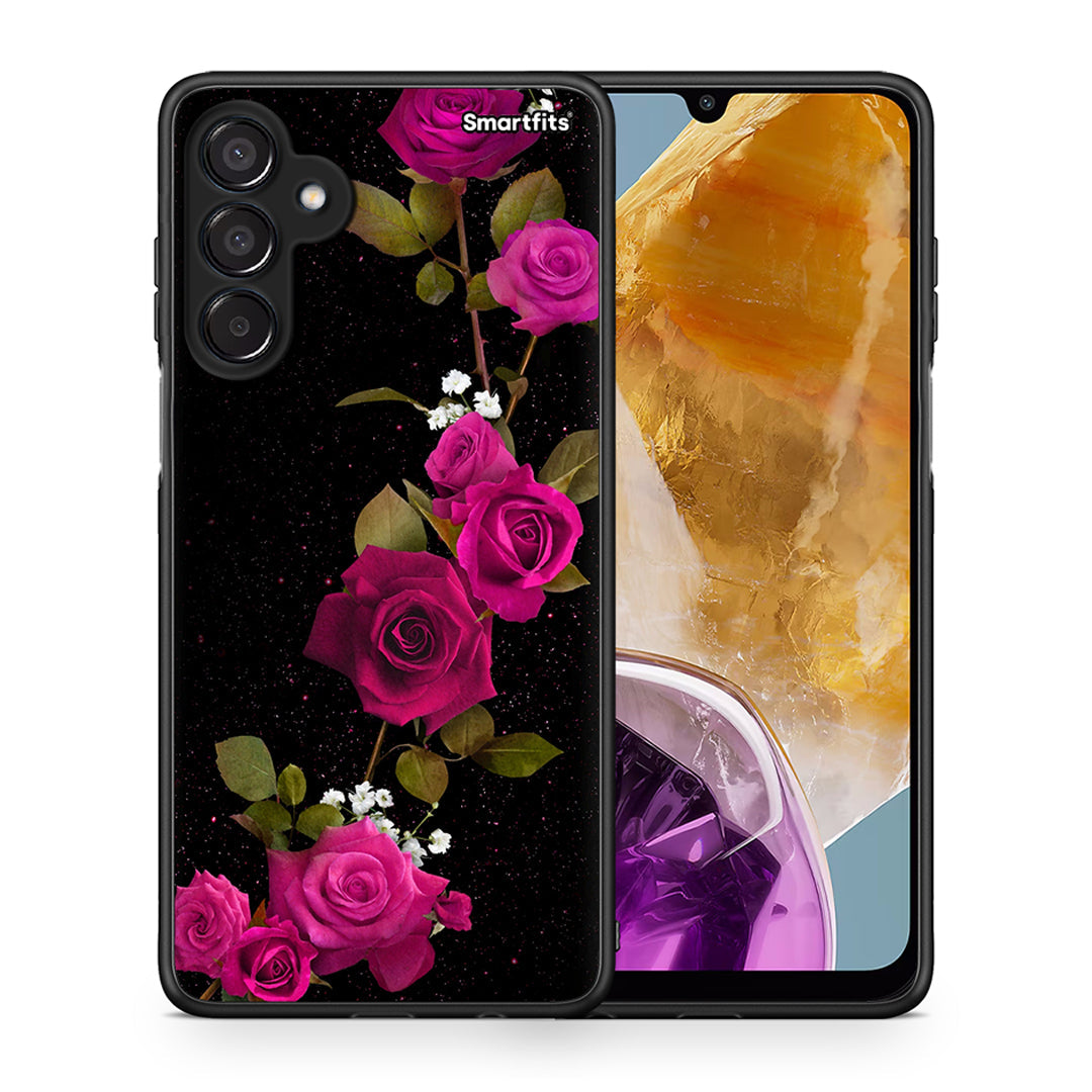 Θήκη Samsung Galaxy M15 Red Roses Flower από τη Smartfits με σχέδιο στο πίσω μέρος και μαύρο περίβλημα | Samsung Galaxy M15 Red Roses Flower case with colorful back and black bezels