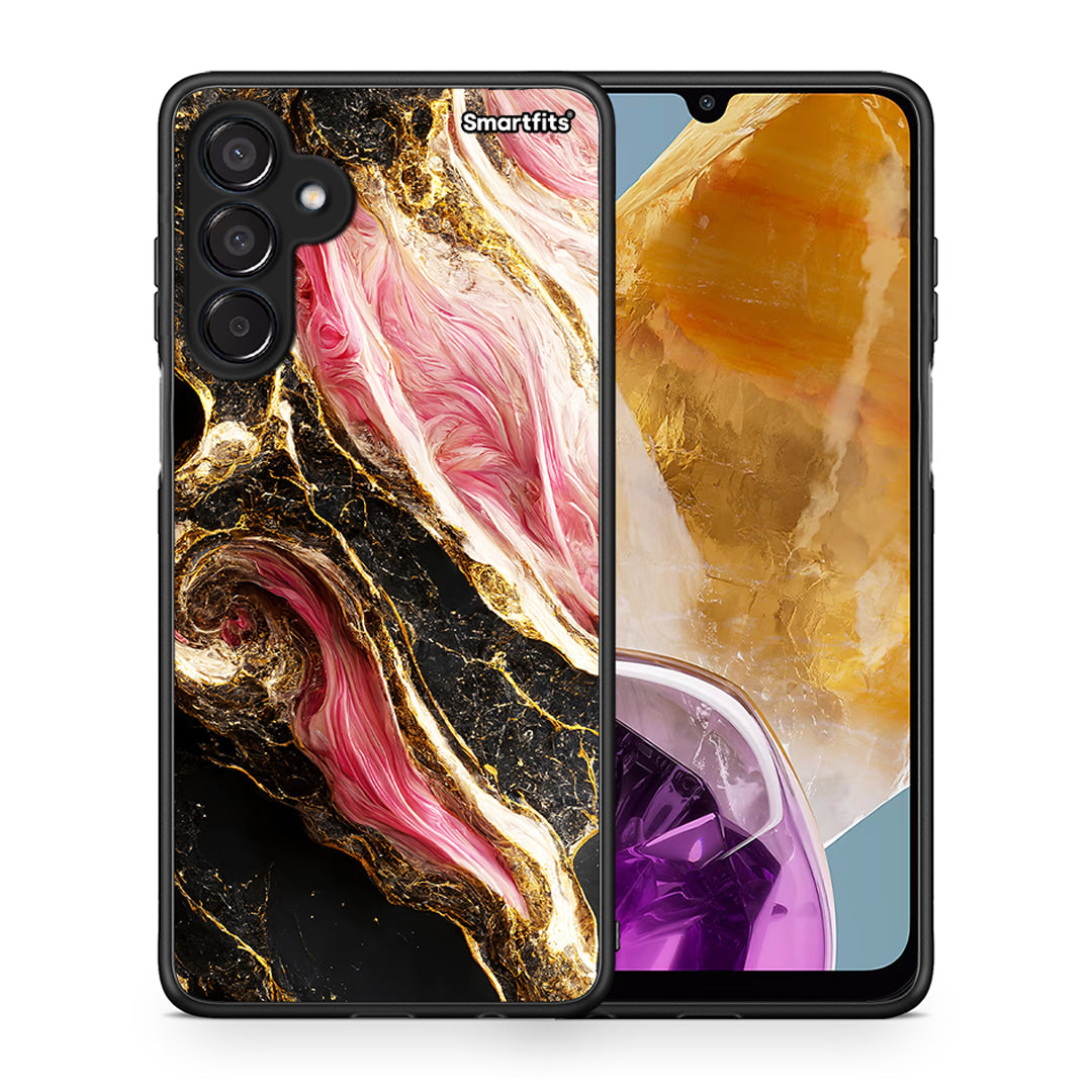 Θήκη Samsung Galaxy M15 Glamorous Pink Marble από τη Smartfits με σχέδιο στο πίσω μέρος και μαύρο περίβλημα | Samsung Galaxy M15 Glamorous Pink Marble case with colorful back and black bezels