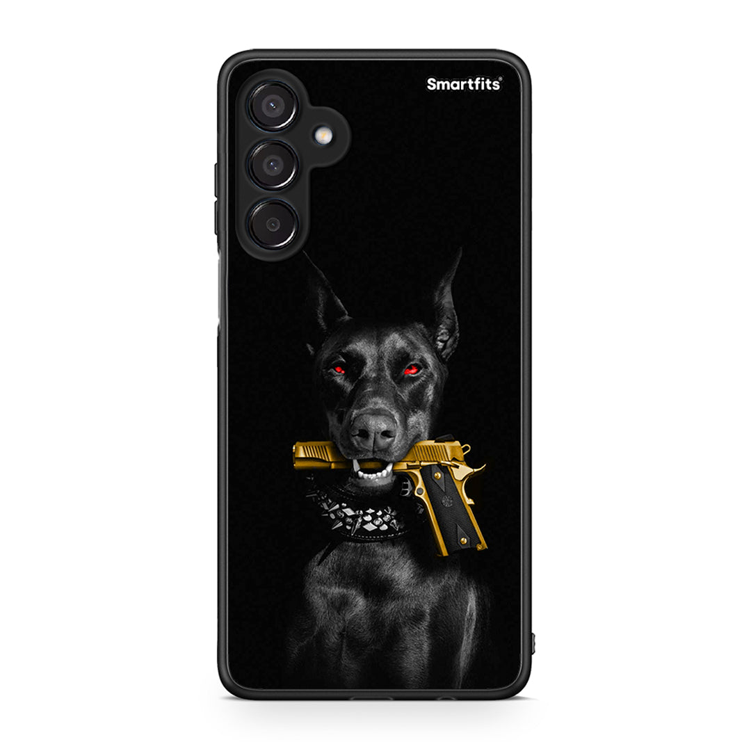 Samsung Galaxy M15 Golden Gun Θήκη Αγίου Βαλεντίνου από τη Smartfits με σχέδιο στο πίσω μέρος και μαύρο περίβλημα | Smartphone case with colorful back and black bezels by Smartfits