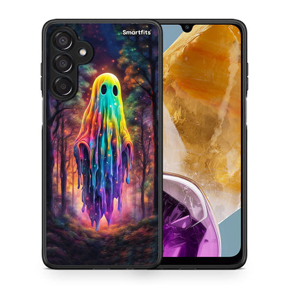 Θήκη Samsung Galaxy M15 Halloween Ghost από τη Smartfits με σχέδιο στο πίσω μέρος και μαύρο περίβλημα | Samsung Galaxy M15 Halloween Ghost case with colorful back and black bezels