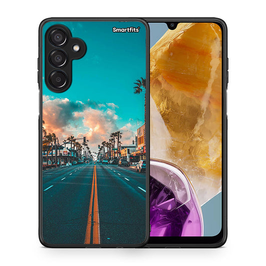 Θήκη Samsung Galaxy M15 City Landscape από τη Smartfits με σχέδιο στο πίσω μέρος και μαύρο περίβλημα | Samsung Galaxy M15 City Landscape case with colorful back and black bezels