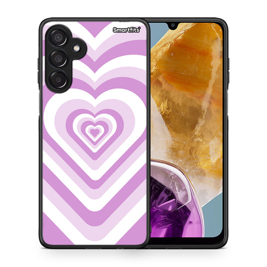 Θήκη Samsung Galaxy M15 Lilac Hearts από τη Smartfits με σχέδιο στο πίσω μέρος και μαύρο περίβλημα | Samsung Galaxy M15 Lilac Hearts case with colorful back and black bezels