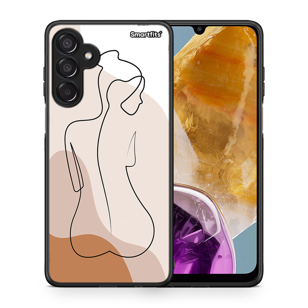 Θήκη Samsung Galaxy M15 LineArt Woman από τη Smartfits με σχέδιο στο πίσω μέρος και μαύρο περίβλημα | Samsung Galaxy M15 LineArt Woman case with colorful back and black bezels