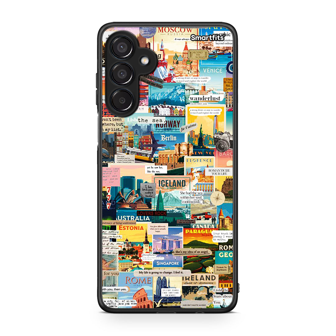 Samsung Galaxy M15 Live To Travel θήκη από τη Smartfits με σχέδιο στο πίσω μέρος και μαύρο περίβλημα | Smartphone case with colorful back and black bezels by Smartfits