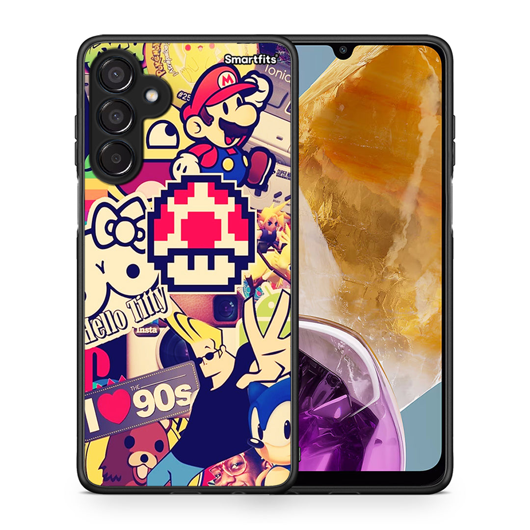 Θήκη Samsung Galaxy M15 Love The 90s από τη Smartfits με σχέδιο στο πίσω μέρος και μαύρο περίβλημα | Samsung Galaxy M15 Love The 90s case with colorful back and black bezels