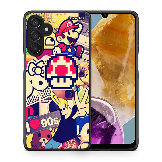 Θήκη Samsung Galaxy M15 Love The 90s από τη Smartfits με σχέδιο στο πίσω μέρος και μαύρο περίβλημα | Samsung Galaxy M15 Love The 90s case with colorful back and black bezels