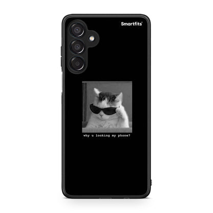 Samsung Galaxy M15 Meme Cat θήκη από τη Smartfits με σχέδιο στο πίσω μέρος και μαύρο περίβλημα | Smartphone case with colorful back and black bezels by Smartfits