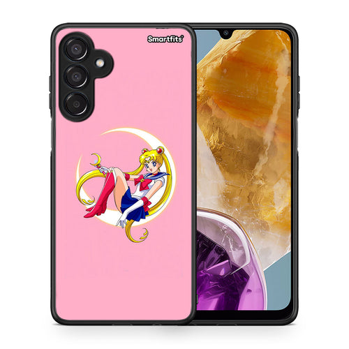 Θήκη Samsung Galaxy M15 Moon Girl από τη Smartfits με σχέδιο στο πίσω μέρος και μαύρο περίβλημα | Samsung Galaxy M15 Moon Girl case with colorful back and black bezels
