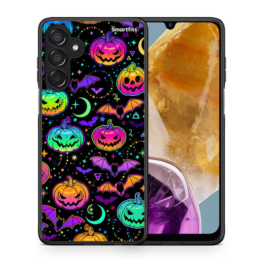 Θήκη Samsung Galaxy M15 Neon Halloween από τη Smartfits με σχέδιο στο πίσω μέρος και μαύρο περίβλημα | Samsung Galaxy M15 Neon Halloween case with colorful back and black bezels