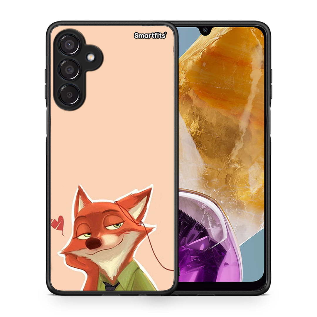 Θήκη Samsung Galaxy M15 Nick Wilde And Judy Hopps Love 1 από τη Smartfits με σχέδιο στο πίσω μέρος και μαύρο περίβλημα | Samsung Galaxy M15 Nick Wilde And Judy Hopps Love 1 case with colorful back and black bezels