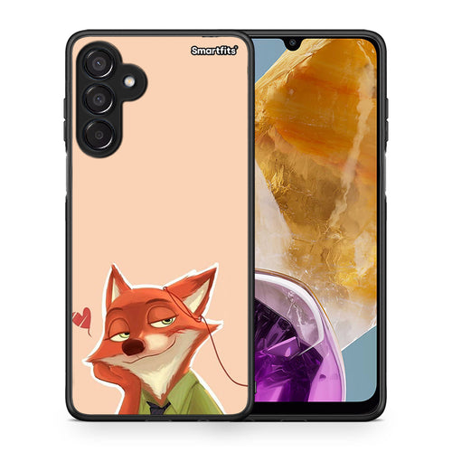 Θήκη Samsung Galaxy M15 Nick Wilde And Judy Hopps Love 1 από τη Smartfits με σχέδιο στο πίσω μέρος και μαύρο περίβλημα | Samsung Galaxy M15 Nick Wilde And Judy Hopps Love 1 case with colorful back and black bezels