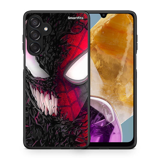 Θήκη Samsung Galaxy M15 SpiderVenom PopArt από τη Smartfits με σχέδιο στο πίσω μέρος και μαύρο περίβλημα | Samsung Galaxy M15 SpiderVenom PopArt case with colorful back and black bezels