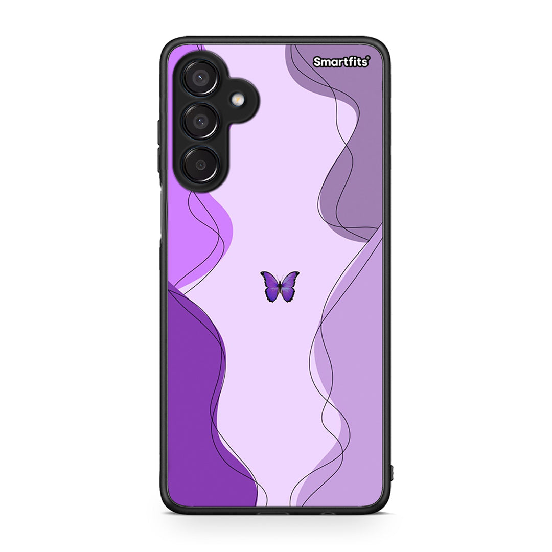 Samsung Galaxy M15 Purple Mariposa Θήκη Αγίου Βαλεντίνου από τη Smartfits με σχέδιο στο πίσω μέρος και μαύρο περίβλημα | Smartphone case with colorful back and black bezels by Smartfits