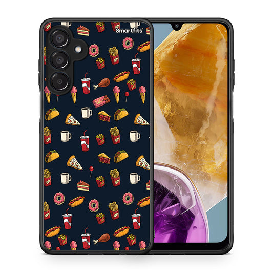 Θήκη Samsung Galaxy M15 Hungry Random από τη Smartfits με σχέδιο στο πίσω μέρος και μαύρο περίβλημα | Samsung Galaxy M15 Hungry Random case with colorful back and black bezels