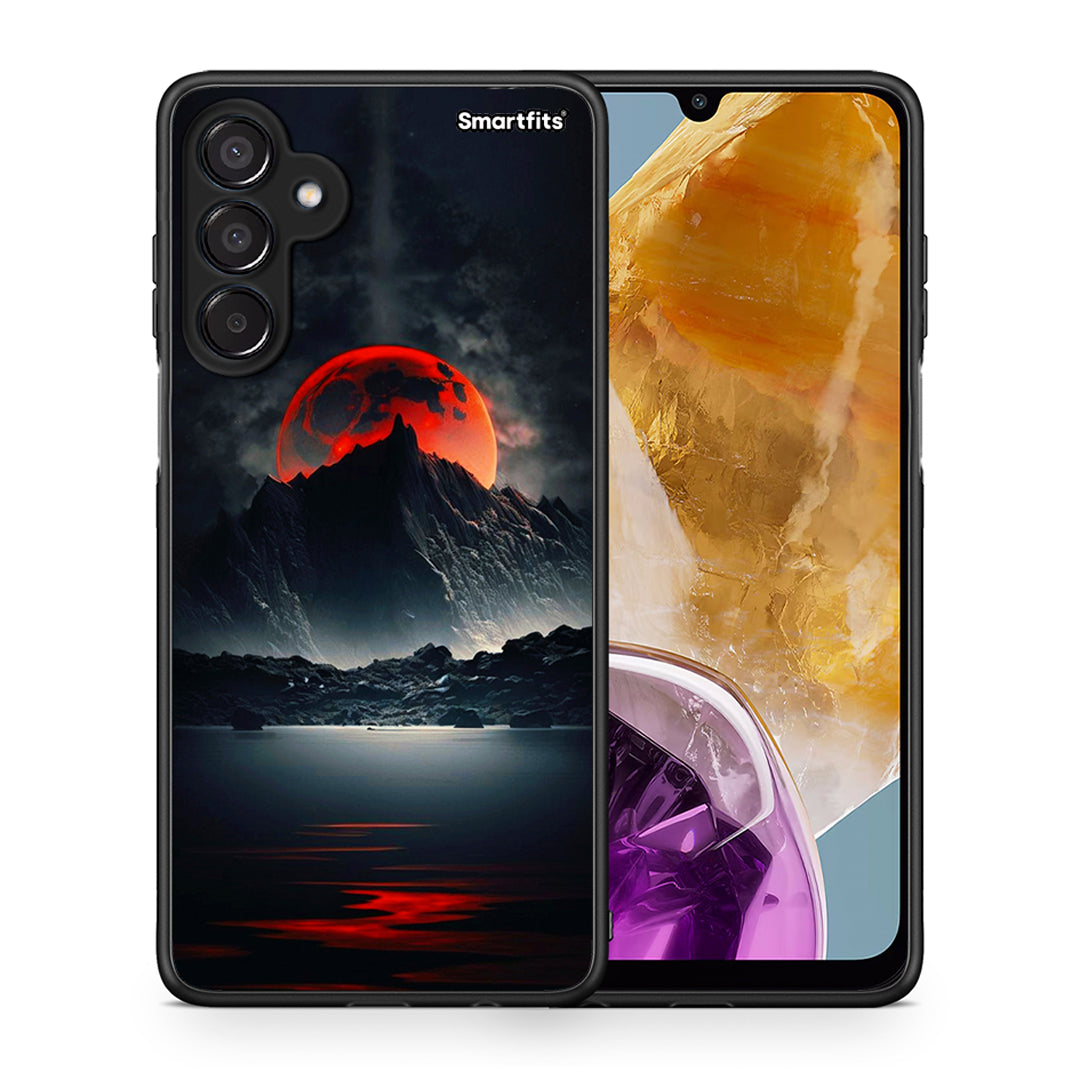 Θήκη Samsung Galaxy M15 Red Full Moon από τη Smartfits με σχέδιο στο πίσω μέρος και μαύρο περίβλημα | Samsung Galaxy M15 Red Full Moon case with colorful back and black bezels