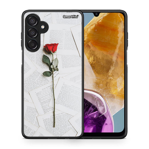 Θήκη Samsung Galaxy M15 Red Rose από τη Smartfits με σχέδιο στο πίσω μέρος και μαύρο περίβλημα | Samsung Galaxy M15 Red Rose case with colorful back and black bezels