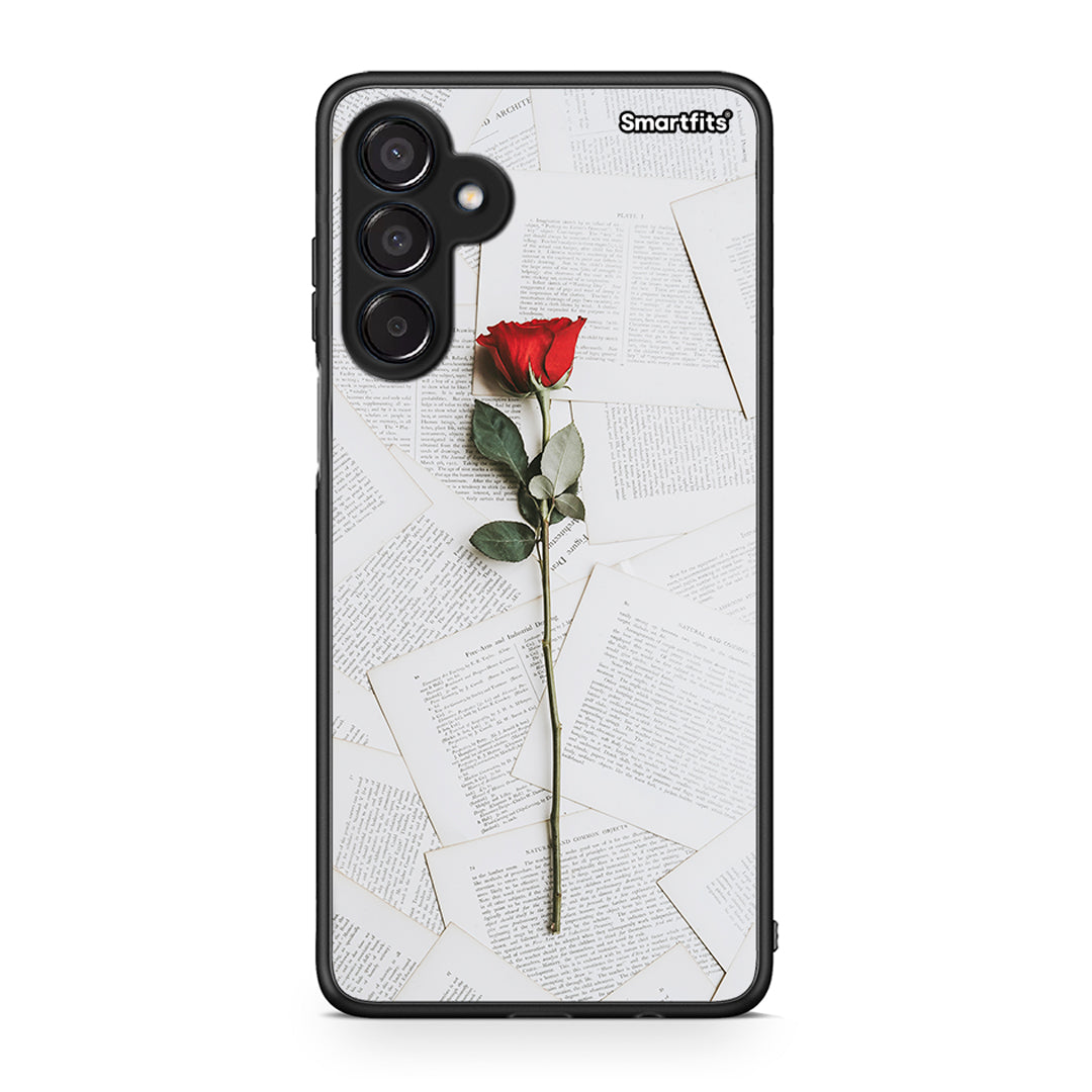 Samsung Galaxy M15 Red Rose θήκη από τη Smartfits με σχέδιο στο πίσω μέρος και μαύρο περίβλημα | Smartphone case with colorful back and black bezels by Smartfits
