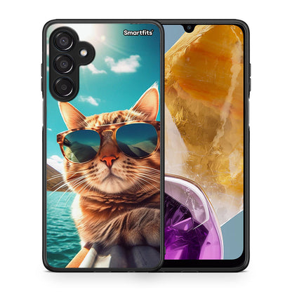 Θήκη Samsung Galaxy M15 Summer Cat από τη Smartfits με σχέδιο στο πίσω μέρος και μαύρο περίβλημα | Samsung Galaxy M15 Summer Cat case with colorful back and black bezels