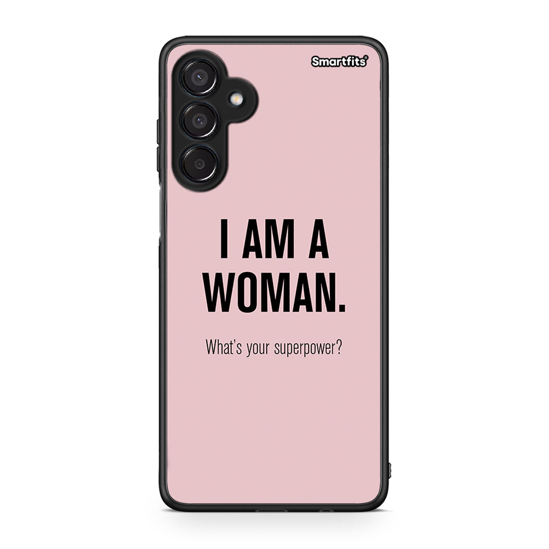 Samsung Galaxy M15 Superpower Woman θήκη από τη Smartfits με σχέδιο στο πίσω μέρος και μαύρο περίβλημα | Smartphone case with colorful back and black bezels by Smartfits