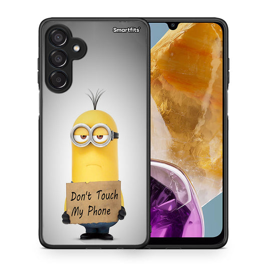 Θήκη Samsung Galaxy M15 Minion Text από τη Smartfits με σχέδιο στο πίσω μέρος και μαύρο περίβλημα | Samsung Galaxy M15 Minion Text case with colorful back and black bezels