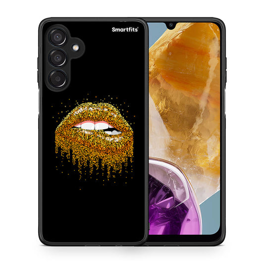 Θήκη Samsung Galaxy M15 Golden Valentine από τη Smartfits με σχέδιο στο πίσω μέρος και μαύρο περίβλημα | Samsung Galaxy M15 Golden Valentine case with colorful back and black bezels