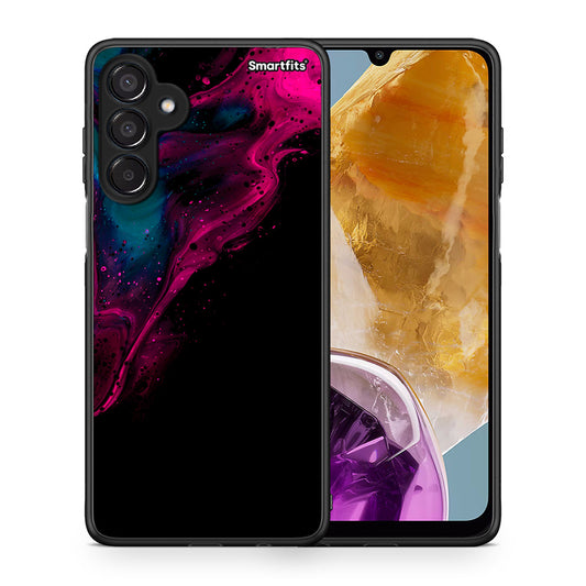 Θήκη Samsung Galaxy M15 Pink Black Watercolor από τη Smartfits με σχέδιο στο πίσω μέρος και μαύρο περίβλημα | Samsung Galaxy M15 Pink Black Watercolor case with colorful back and black bezels